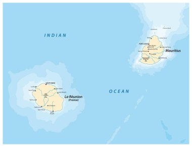 vector map of the mascara islands la reunion and martinique clipart
