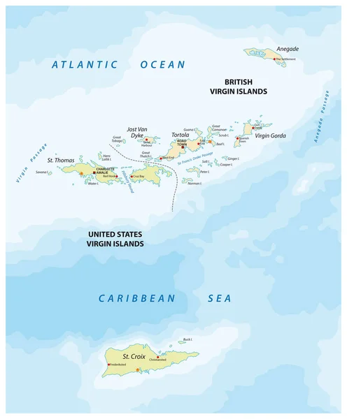 美国和英国的处女群岛矢量地图 — 图库矢量图片