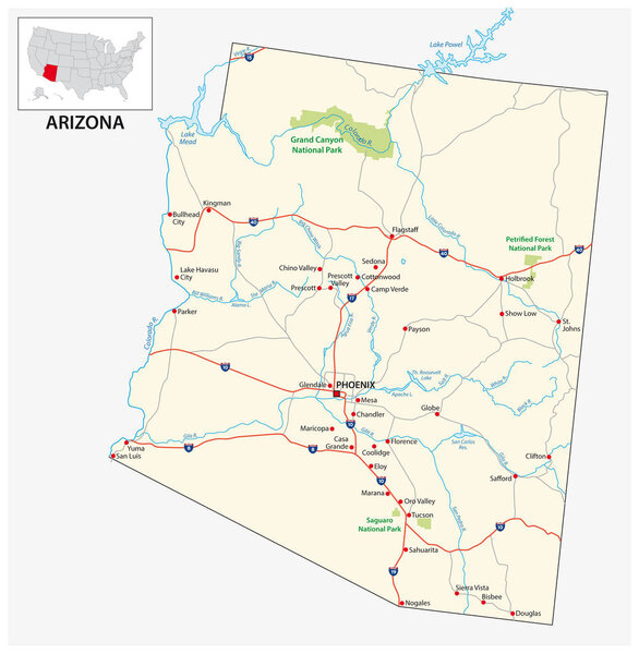 Дорожная карта американского штата Аризона
