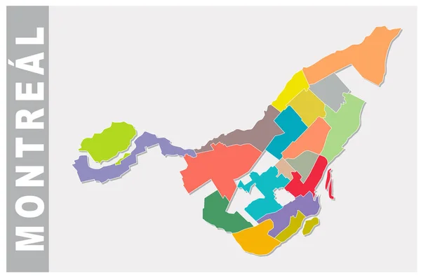 Barevná administrativní a politická mapa Montrealu — Stockový vektor