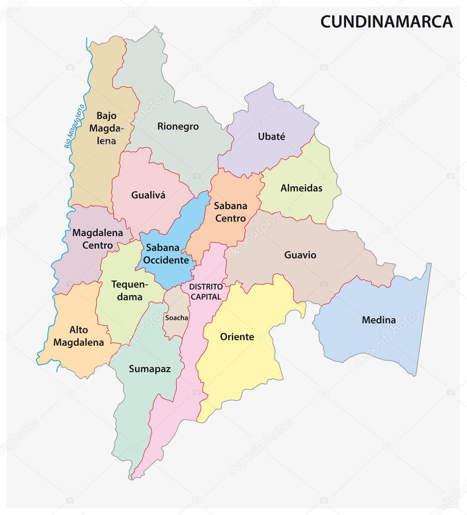 administrative and political vector map of the Colombian Department of Cundinamarca