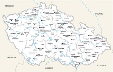 czech Cumhuriyeti idari ve siyasi vektör haritası