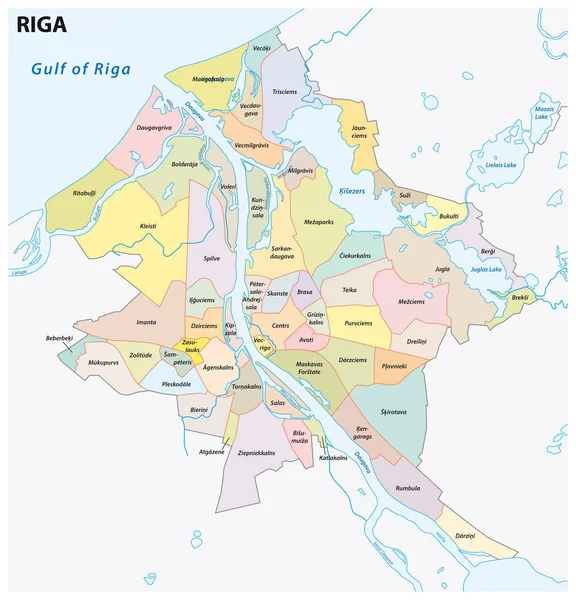 Carte administrative et de district de latvia capital riga — Image vectorielle