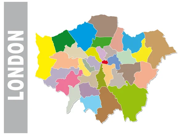 Kolorowa mapa administracyjna i polityczna Londynu — Wektor stockowy