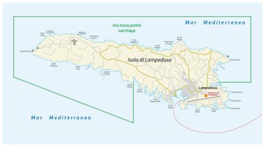 İtalyan Akdeniz adası Lampedusa İtalya yol haritası