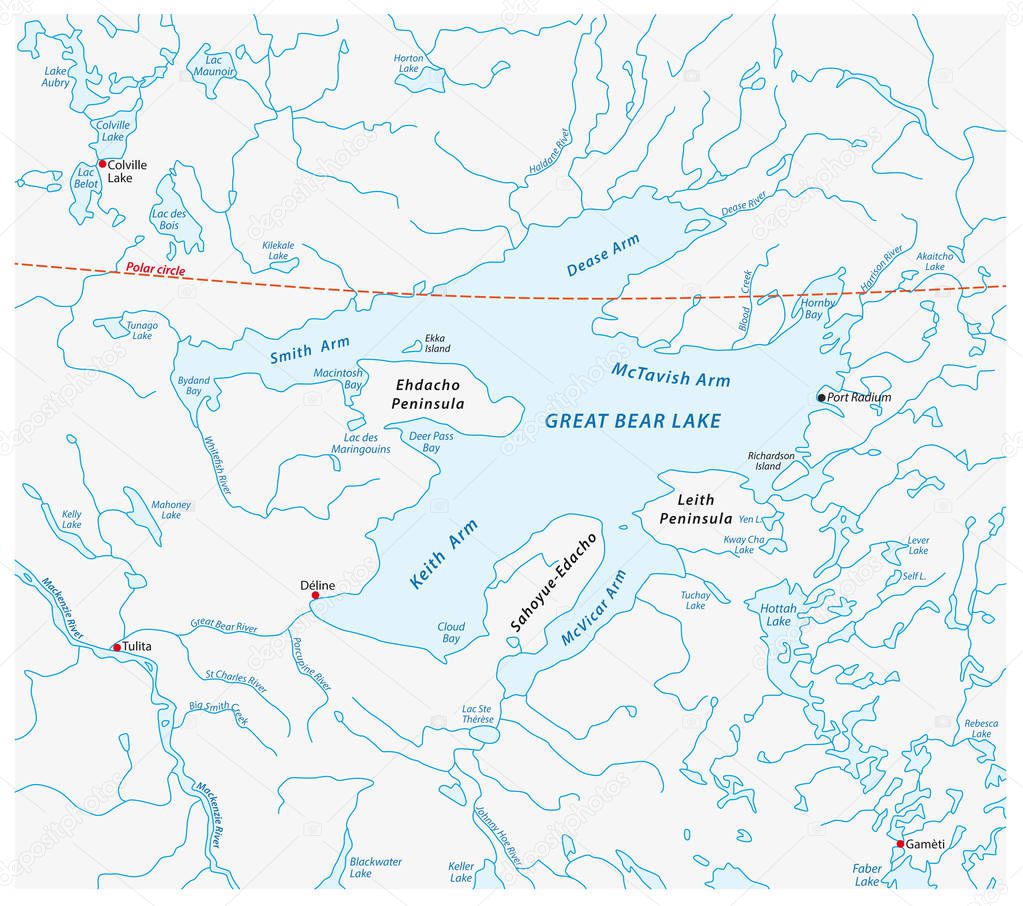 Mapa del Gran Lago del Oso Territorios del Noroeste canada 2023