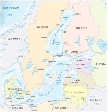 map of the baltic sea the marginal sea of the atlantic ocean clipart