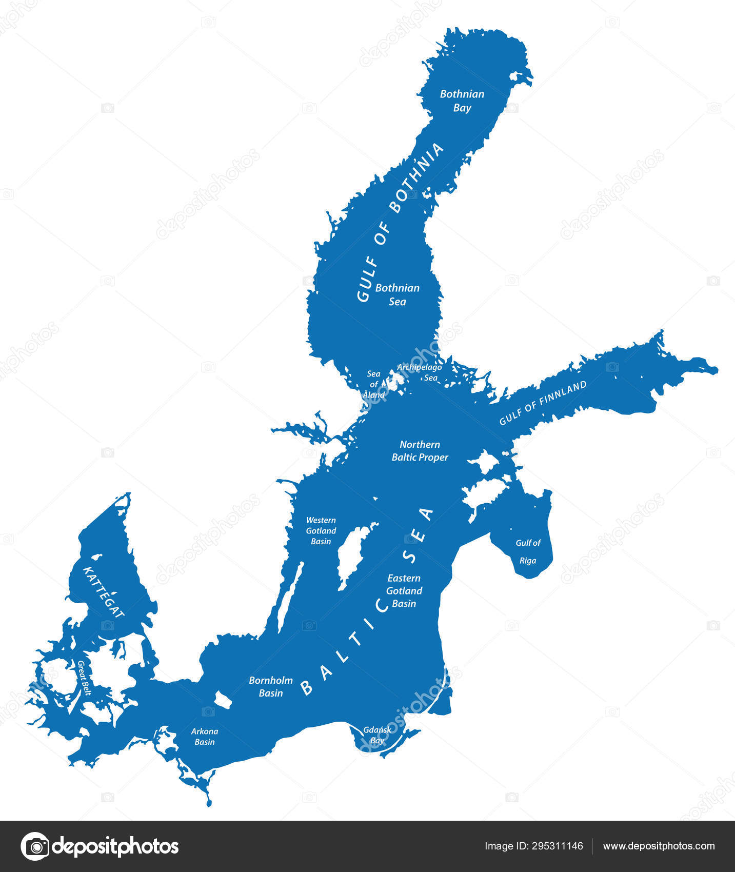 Silhouette Map Of The Baltic Sea In Northern Europe Stock Vector