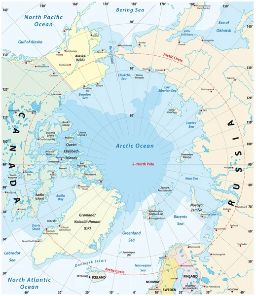 Carte de l'Arctique avec la plus petite et la plus grande étendue de la calotte glaciaire 2018 — Image vectorielle