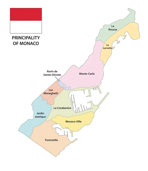 Principado de Mónaco mapa administrativo y político — Archivo Imágenes Vectoriales