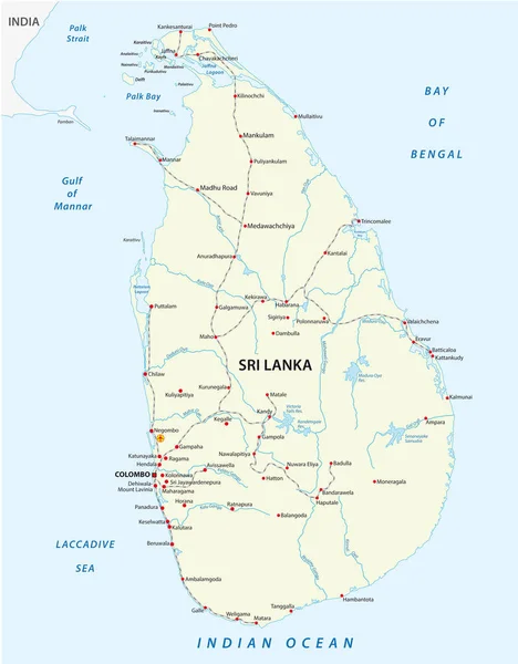 Mapa ferroviário da República Democrática Socialista do Sri Lanka —  Vetores de Stock