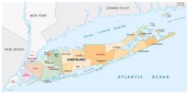 Long Island idari ve siyasi vektör haritası