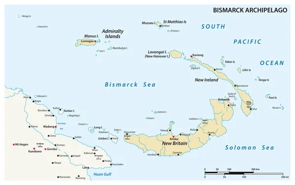 Vektorová Mapa Bismarckova Souostroví Patřícího Papui Nové Guineji — Stockový vektor