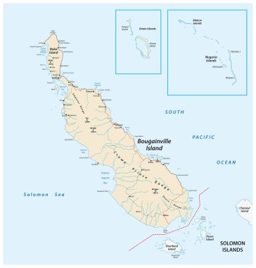 Bougainville Özerk Bölgesi 'nin vektör haritası, Papua Yeni Gine