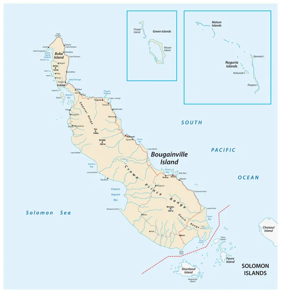 Mappa Vettoriale Della Regione Autonoma Bougainville Papua Nuova Guinea — Vettoriale Stock