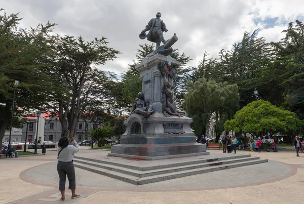 Punta Arenas Children February 2020 Statue Ferdinand Magellan Plaza Armas — 图库照片