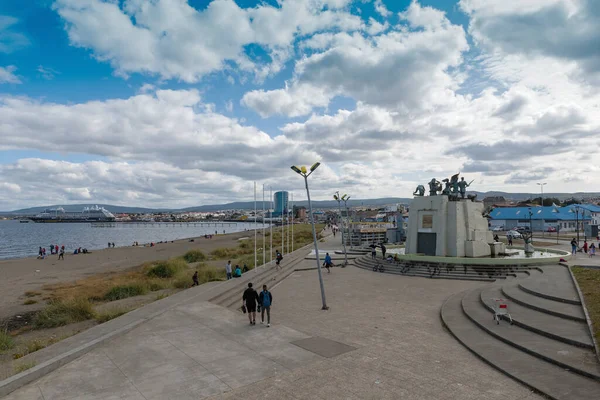 Punta Arenas Chili Février 2020 Promeneurs Sur Front Mer Punta — Photo