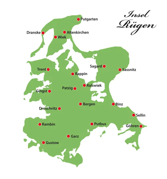 Vectorkaart Van Het Oostzee Eiland Ruegen Duitsland — Stockvector