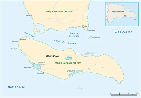 Peta Vektor Pulau Saona Milik Republik Dominika - Stok Vektor