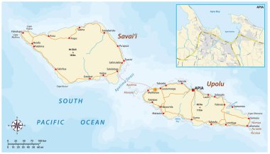 Şehir haritalı Samoa 'nın vektör yol haritası Apia