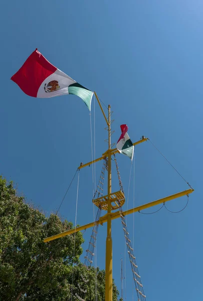 Мексиканський Прапор Щоглі Четумалі Мексика — стокове фото