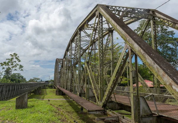 Velha Ponte Ferroviária Fronteiriça Através Rio Sixaola Entre Costa Rica — Fotografia de Stock