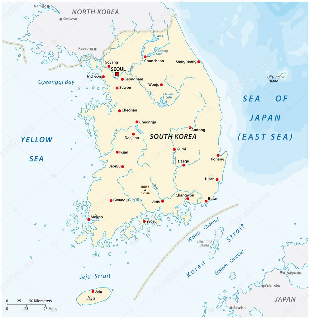 vector map of the Republic of Korea, South Korea