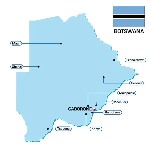 Carte Vectorielle Botswana Avec Drapeau Les Principales Villes — Image vectorielle