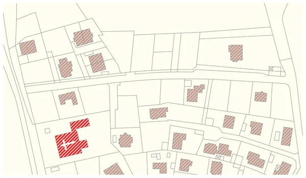 Mapa Cadastral Imaginário Vetorial Com Edifícios Ruas — Vetor de Stock