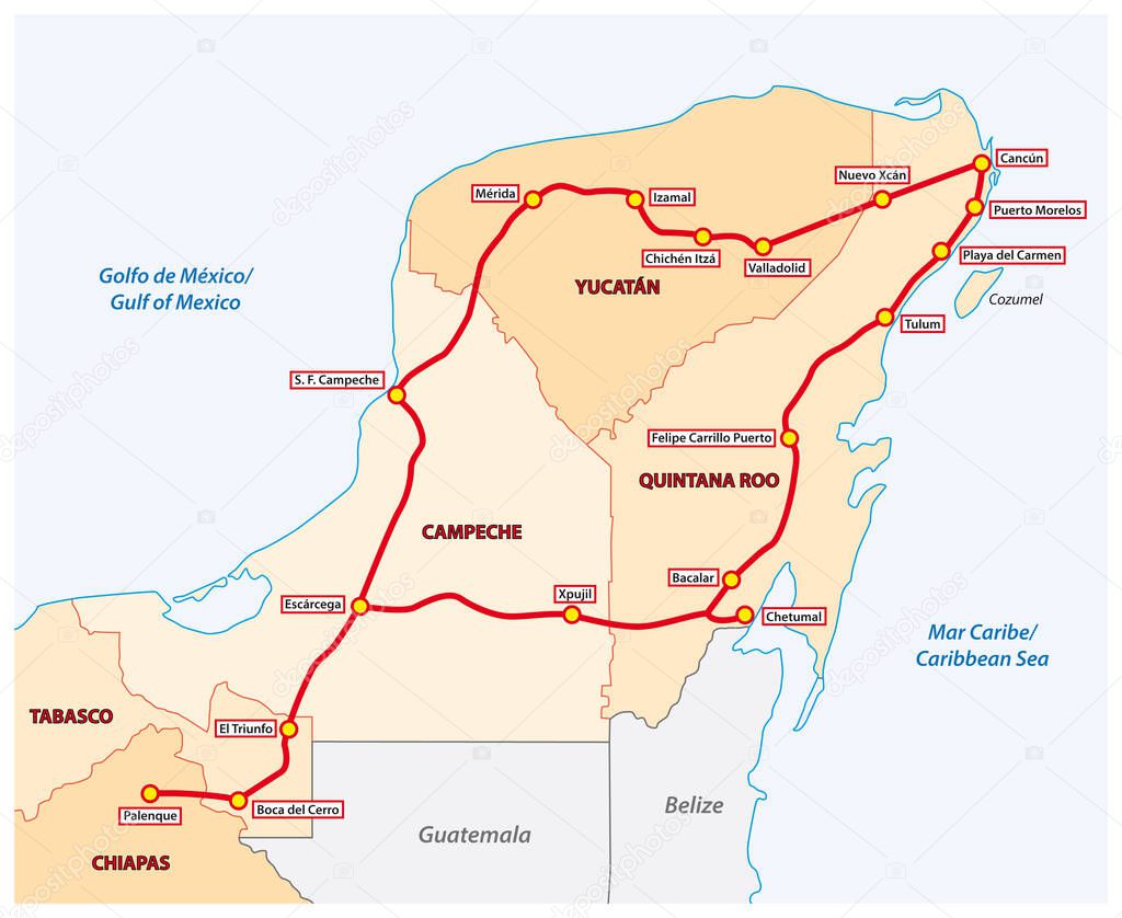 planned route of the Mayan Train in Mexico