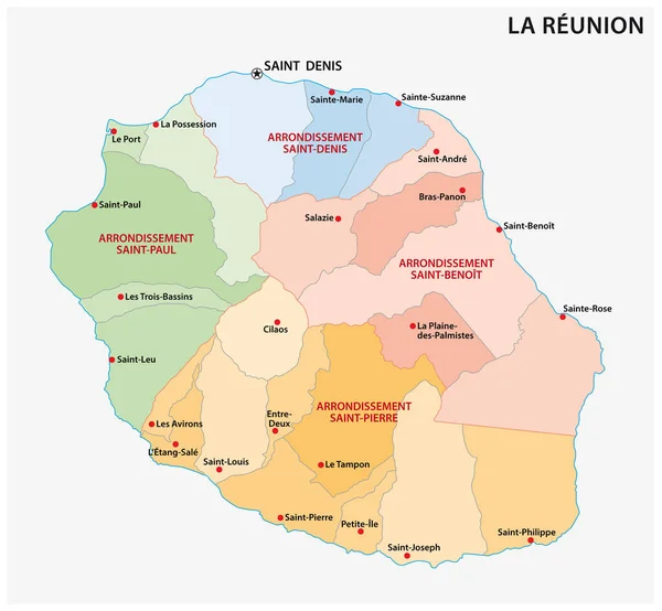 Carte Vectorielle Des Paroisses Département Réunion France — Image vectorielle