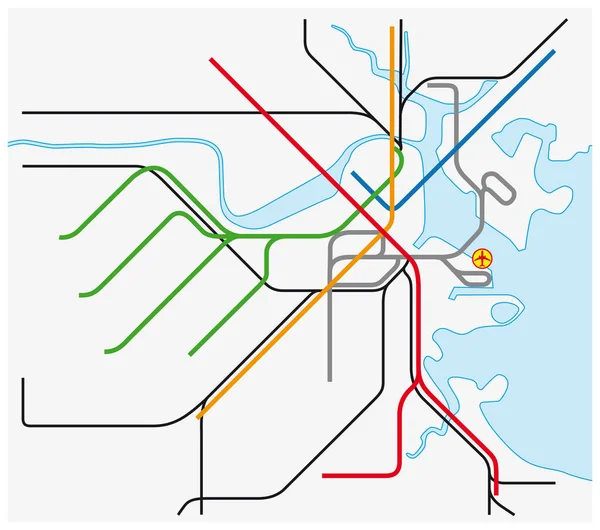 Boston Massachusetts Abd Metro Vektör Haritası — Stok Vektör