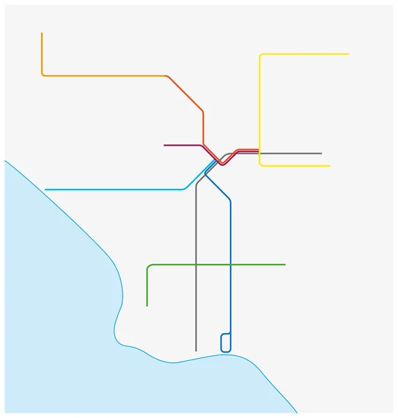 Los Angeles Metro Vektorkarte Kalifornien Vereinigte Staaten — Stockvektor