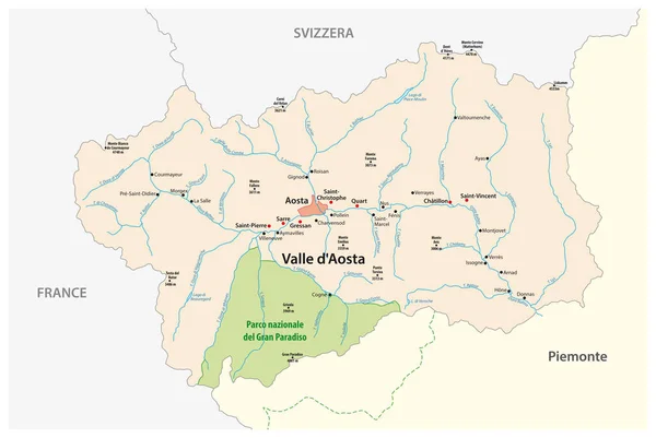 Vektorkarte Der Autonomen Italienischen Region Aostatal Italien — Stockvektor