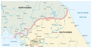 vector map of the border region between north and south korea clipart