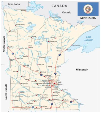 Minnesota federal eyalet yol haritası ve bayrak