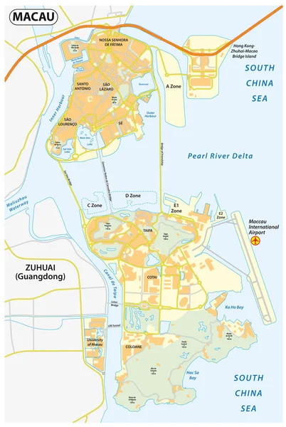 Vectorkaart Van Speciale Administratieve Regio Macau Volksrepubliek China — Stockvector