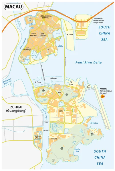 Mapa Vectorial Macao República Popular China Región Administrativa Especial — Archivo Imágenes Vectoriales