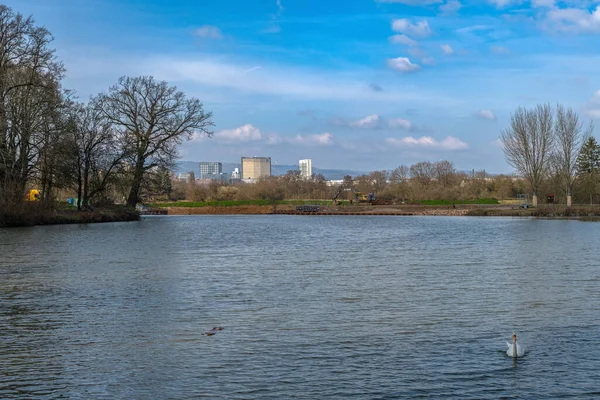 Boční Rameno Řeky Nidda Frankfurtu Nad Mohanem Hesensko Německo — Stock fotografie