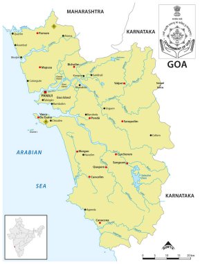 Batı Hindistan 'ın Goa eyaletinin haritası
