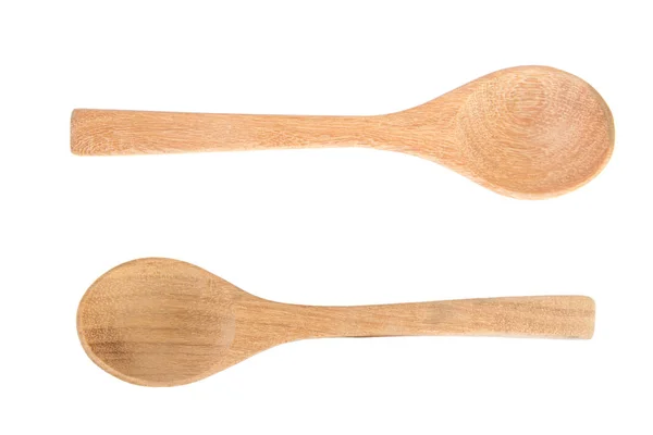 Close Spoon Wood White Background — Stock Photo, Image