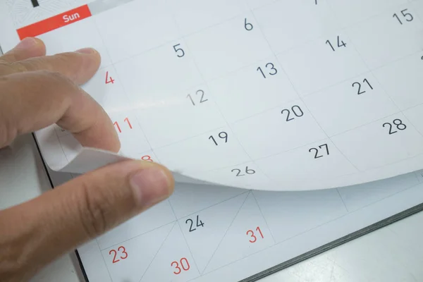 Calendario Con Mano Concepto Planificación —  Fotos de Stock