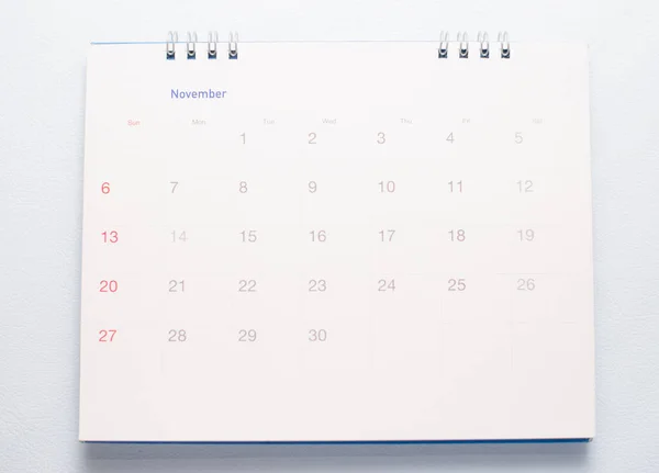 Calendario Novembre Nel Concetto Pianificazione Tono Bianco — Foto Stock