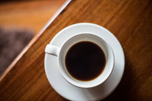 Stäng Upp Kaffekoppen Oskärpa Bakgrund — Stockfoto