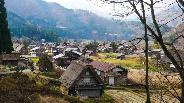 Landsacpe Shirakawako Село Подорожі Японії — стокове фото