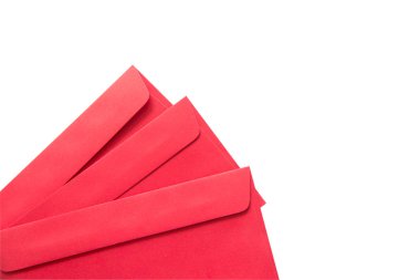 Beyaz zemin üzerine kırmızı zarf. Çin yeni yılı 2019 kavramı.