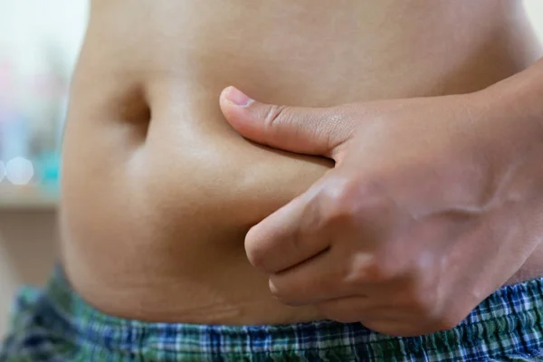 Close up belly fat bad health.