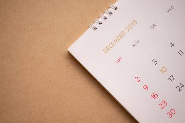 Takvim 2018.December kadar kapatın