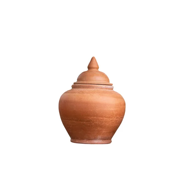 Vasetto di terracotta in Thailandia su sfondo bianco . — Foto Stock