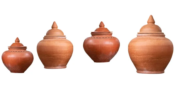 Earthenware jar in thailand on white background. — Stock Photo, Image